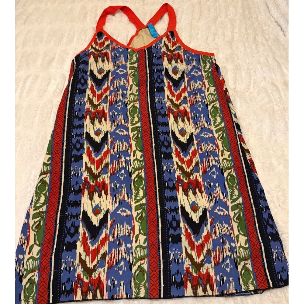 Vibrant Patterned Sleeveless Tank Top Blouse w/Tan Lining Junior's Size S/M-READ
